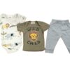 Set de 3 piezas para niño: pañalero, playera, pantalón "León"