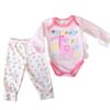 Set de dos piezas pañalero y pantalón de niña dinosaurio